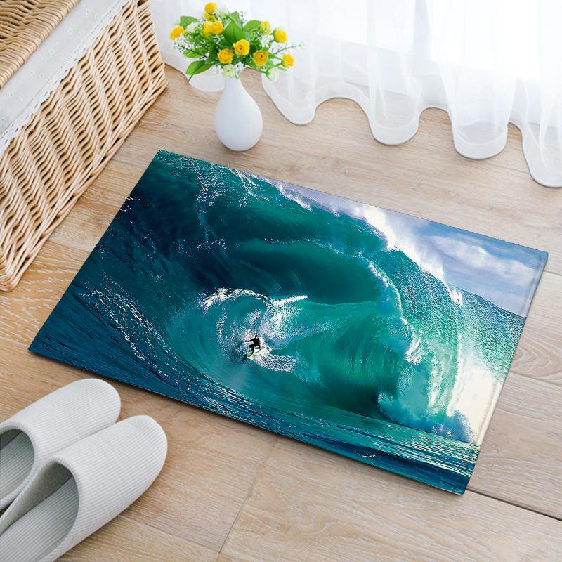 3D Коврик для пола с морской рябью для пляжа, нескользящий, для ванной, кухни, прихожей, из диатомита, декоративный коврик для ног для семьи