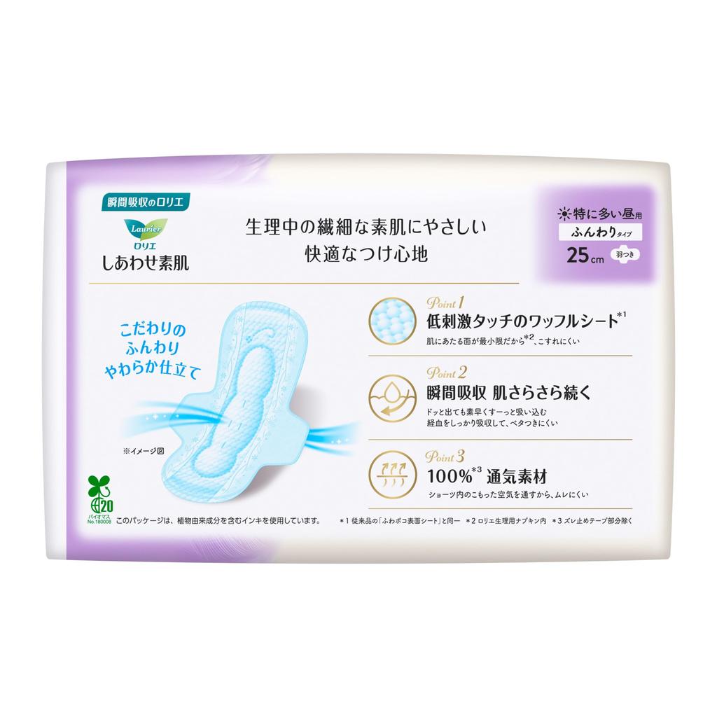 Laurier Счастливый для Тяжелого Дневного с 17 штук х 3 набора Бонус Кожа, Использование, Крылья, 25 см, +