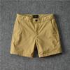 Мужские хлопковые шорты три четверти облегающего кроя однотонные - Модные летние эластичные брюки