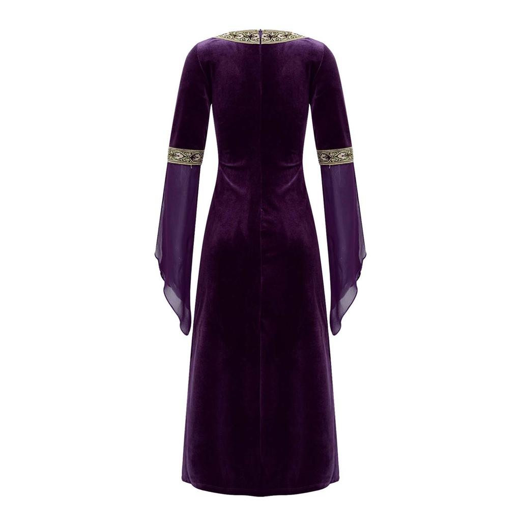 Детское викторианское средневековое длинное платье с длинными рукавами для девочек, бархатный костюм королевы принцессы дворца и Хэллоуина, карнавальный костюм