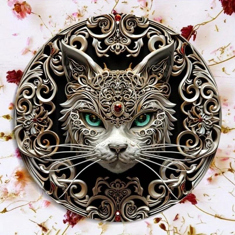 Witch Broom Halloween Sign, Round Aluminum Wall Plaque 20x20cm