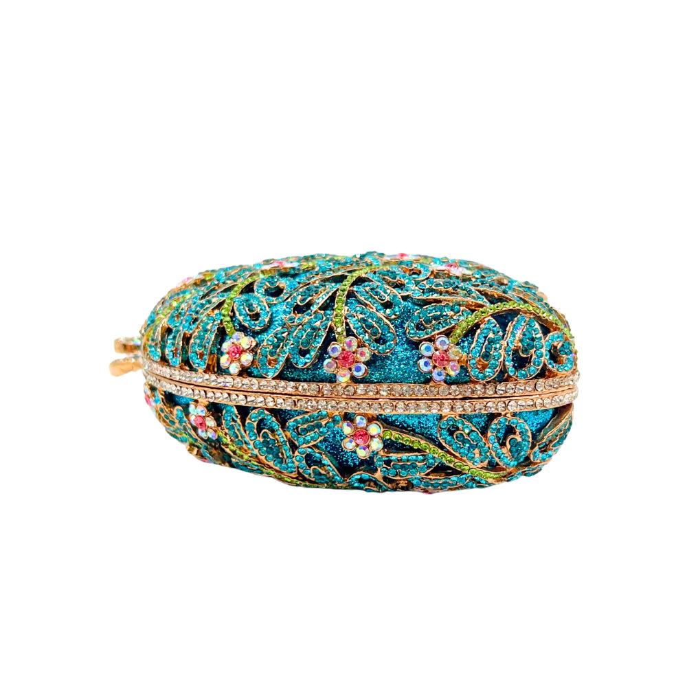 Sea Grass Evening Bag Crystal Clutches Blue Rhinestone Diamond Wedding Purses WHTUOHENG Party Cocktail Purses For Gala Gold Bag