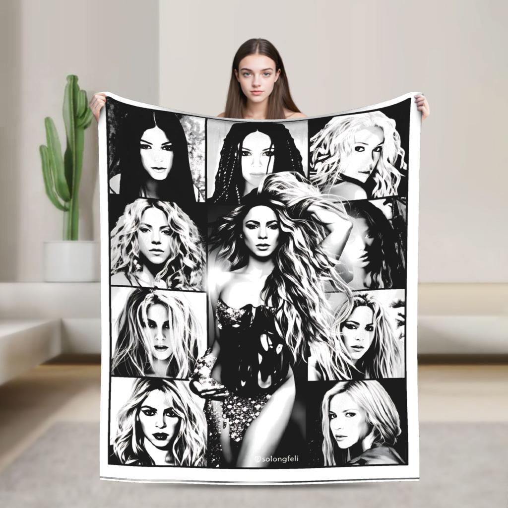 Shakira Blanket Singer Pop Soft Funny Plush Throw Blanket For Home Decor Travel Office Flannel Bedspread Bed Cover