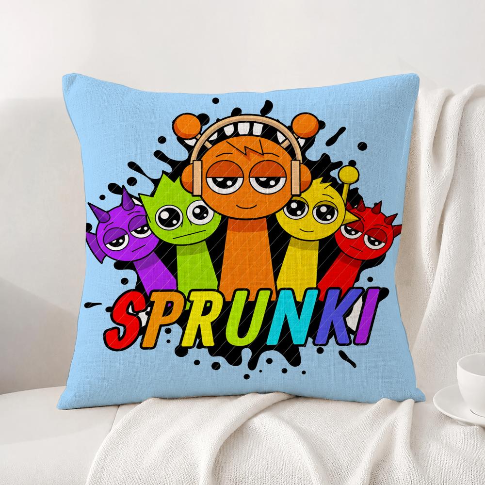 Игровой чехол для подушки Sprunki Натуральный льняной комплект наволочек Универсальный декоративный чехол для подушки для дивана, спальни, кресла