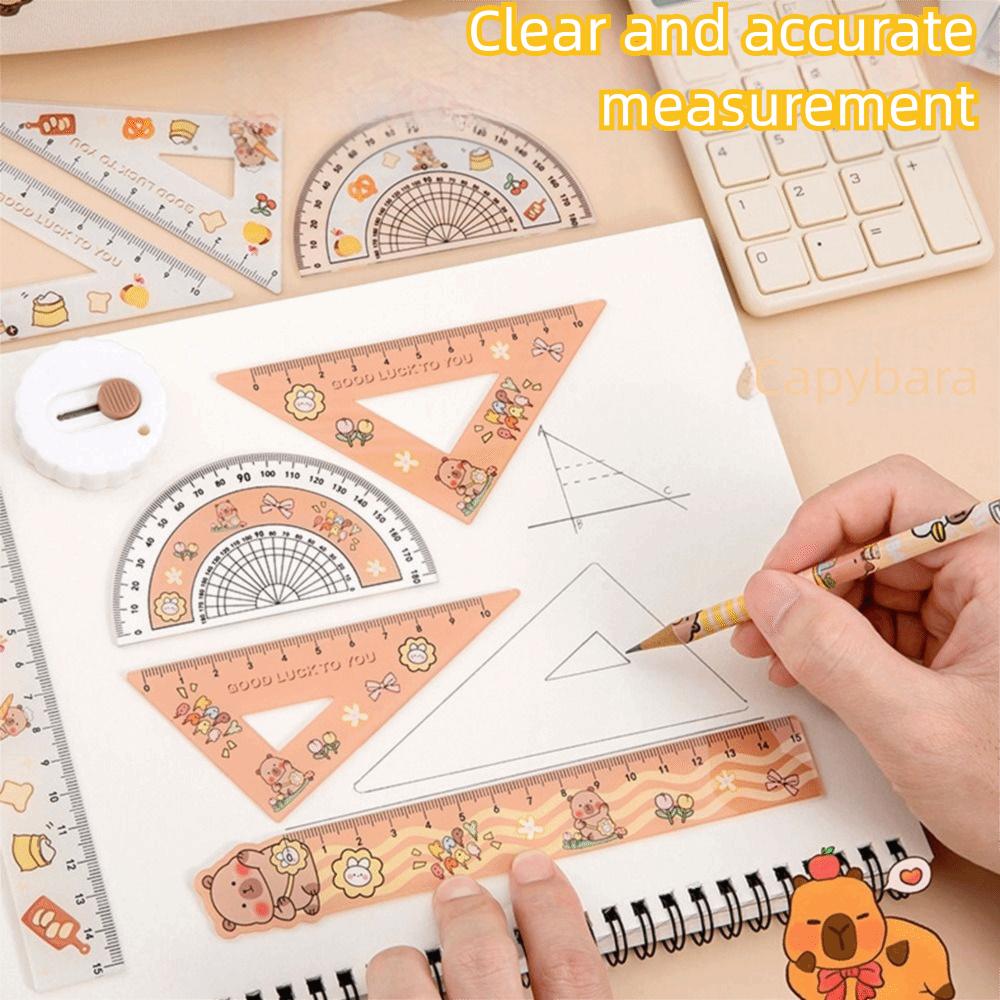 4pcs/set Office Supplies Soft Ruler Set Drawing Tools Straight Ruler Capybara Set of Rulers