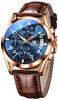 OLEVS Легкие Водонепроницаемые Аналоговые Кварцевые Часы с Датой и Днем Синий Мужской Дисплей, Коричневый,