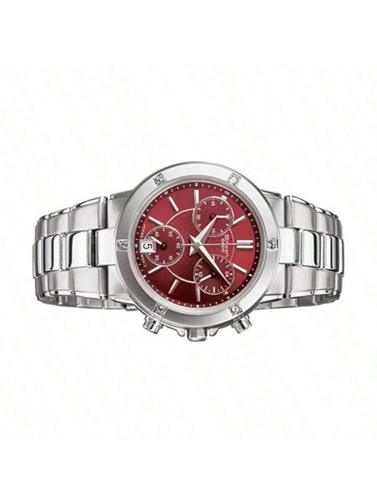 Casio Ремешок из нержавеющей стали, Красный циферблат, Женские кварцевые часы SHN-5005D-4ADS