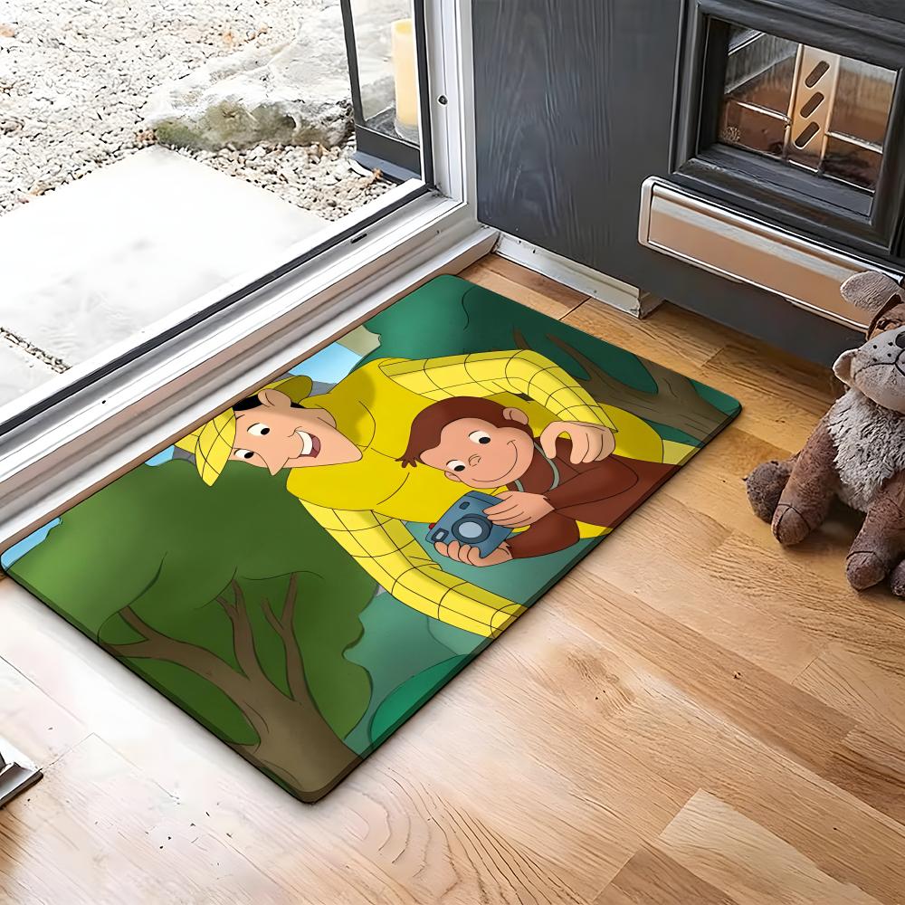 ANIME C-Curious George Floor Mat Absorbent Floor Mat Non-Slip Entrance Rug for Bathrooms Restrooms and Toilets