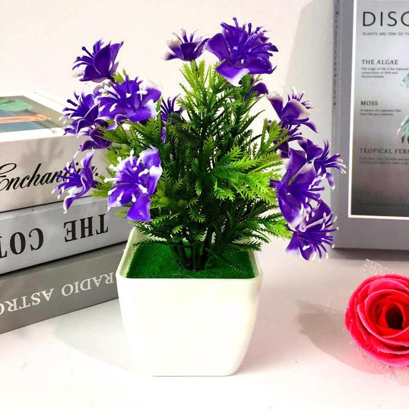 Cherry Lily Plastic Blossom Rose Flowers Potted Plant For Home Decor