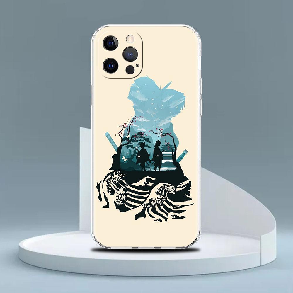 Прозрачный чехол для Apple iPhone 14 13 11 12 Pro 7 8 Plus XR X XS Max 6 6S 14Pro, силиконовый чехол для телефона Demon Slayer Anime