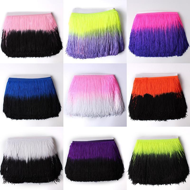 20Cm Gradual Change Color Nylon Row Beard Latin Dance Fringe Clothing Accessories Shape Vertical Row Beard Fringe Lace