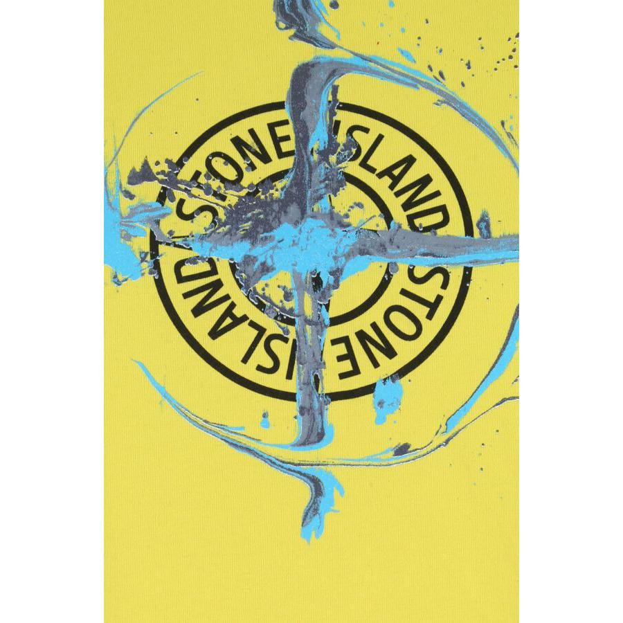 STONE ISLAND Мужская футболка с принтом, свободный крой, круглый вырез, короткий рукав, топ Желтый 74152NS83-V0051