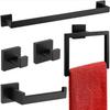 Bathroom Hardware Set Accessories Stainless Steel Matt Black Shelf Robe Hook Hanger Towel Rail Bar Rack Tissue Paper Holder
