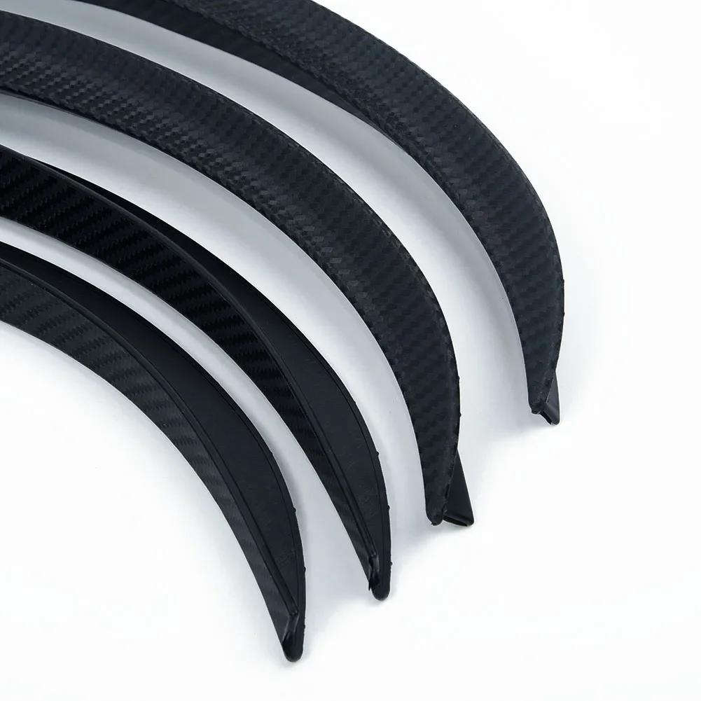 Аксессуары для колес, протекторы для бровей, накладки на арки, 4 шт., черные автомобильные чехлы под карбоновое волокно, резиновые внешние накладки