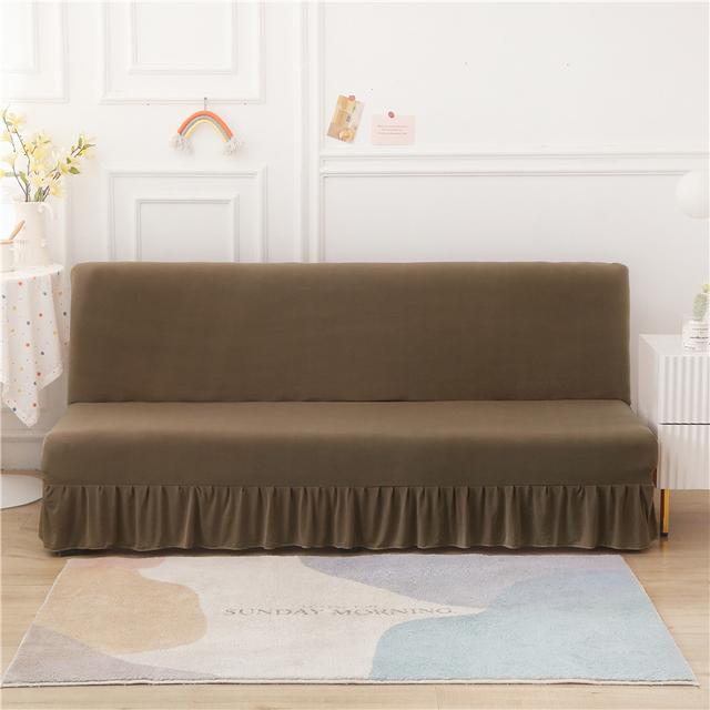 Nordic Solid Color Sofa Bed Cover Elastic Spandex Armless Sofa Slipcovers Folding Sofas Skirt Cover For Living Room Home Decor