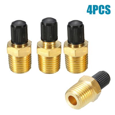 4 шт. 1/4" NPT MPT Клапаны заполнения бака из цельной латуни с черным пластиковым колпачком-сердечником Клапан заполнения бака для воздушного компрессора