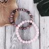 3Pcs/set Natural Stone 8mm Black Onyx Rhodonite Rose Quartzs Beaded Wrist Stackable Bracelets