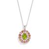 Colorful Gemstone flowerPendant Necklace Natural Peridot Tourmaline for Women Festival & Birthday Fine Jewelry Gift
