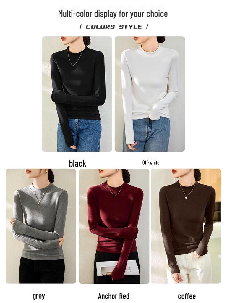 Женский двусторонний красный топ из немецкого бархата с полувысоким воротником и длинными рукавами — новинка осени/зимы 2024 г.