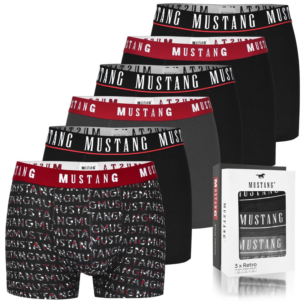Men's Cotton Boxer Shorts - Mustang - 6-Pack, Model Bm457