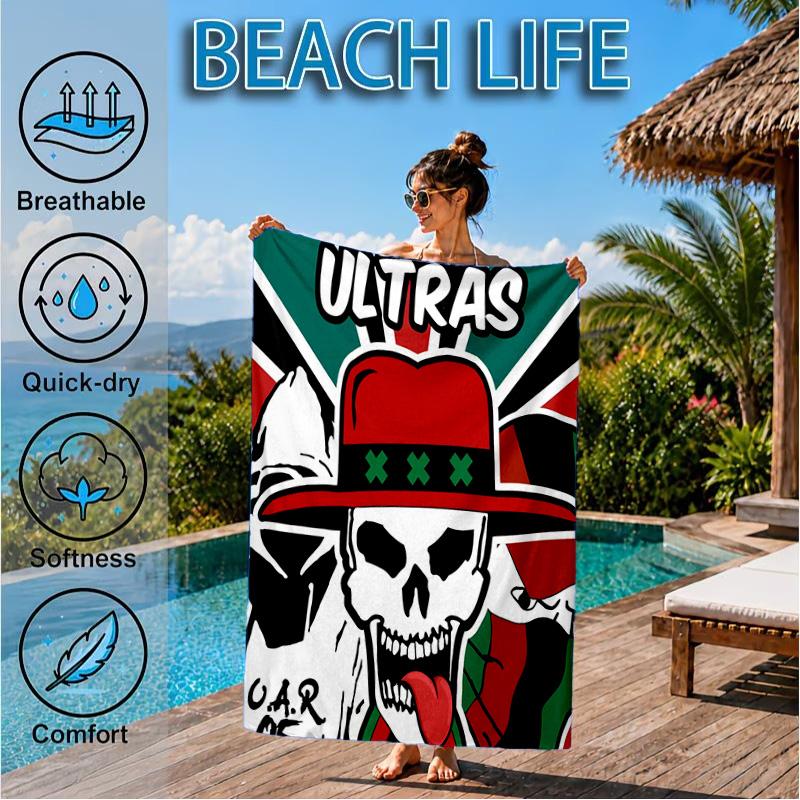 Ultras: Passionate Supporters United Beach Towel, Quick-drying, Easy to Care for, Suitable for Both Fitness and Beach Vacations,Sports Essential