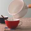 Fuji Enamel Milk Pan with Lid, 15cm, 1.2L, Gas and Induction Compatible, Purple Ash, Long Handle, Enamel Pot