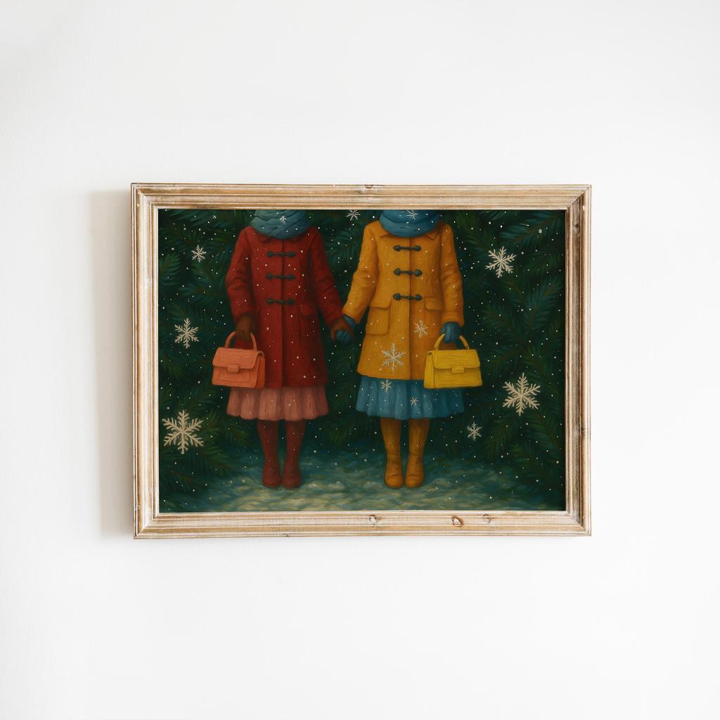 Dreamy Nordic Winter Vintage Christmas Poster Santa Reindeer Holiday Modern Prints Canvas Painting Wall Picture Home Room Decor