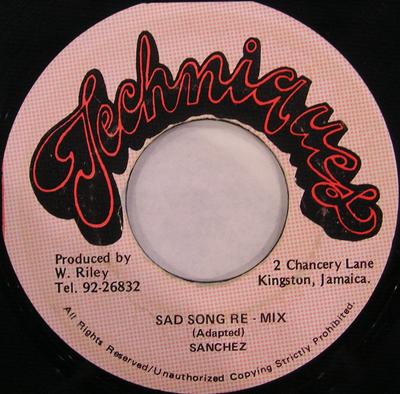 7-дюймовая пластинка SANCHEZ - Sad Song Re-Mix NONE Техники Ямайка Регги, Ска и Даб Использованы