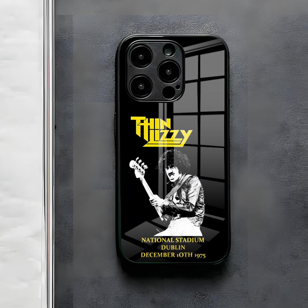Чехол для телефона Rock Band T-Thin LizzyS Для IPhone 17 Air 16 E Pro Max 15 14 13 Mini 12 Pro 11 Max Plus Черная Стеклянная Крышка
