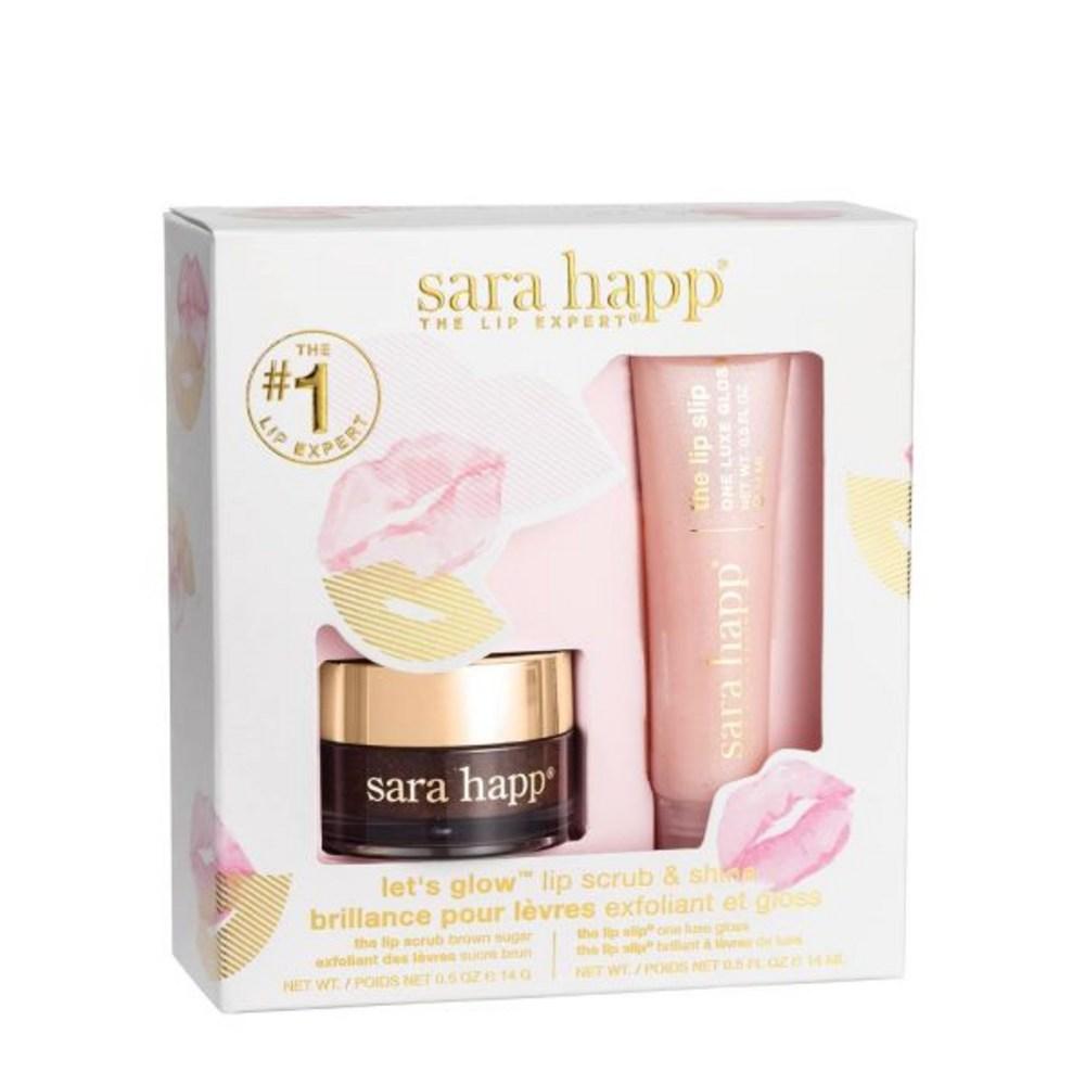 Набор для скраба и блеска для губ Sarah Happy Glow: Коричневый сахар + блеск Slip One Luxury для здоровых губ