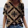 Women XL-7XL Plus Size T Shirt V Neck Short Sleeve Tops 3D Floral Print T Shirts Summer Lovers Couples T Shirt