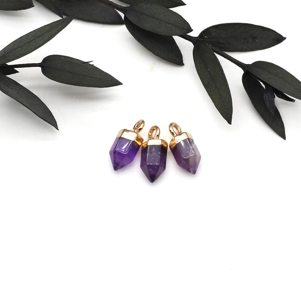 3 шт. небольшой кулон из натурального камня агаты/анетист граненый кулон для изготовления ювелирных изделий DIY ожерелье серьги браслет аксессуар