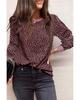 Azura Exchange Spotted Print Round Neck Long Sleeve Top