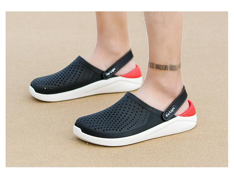 Мужские летние нескользящие дышащие туфли с отверстиями: Двойные спортивные пляжные сандалии с мягкой подошвой