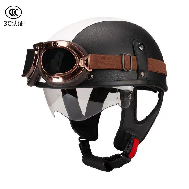 Vintage Cruiser Motorcycle Helmet ABS Half Face Men Women Adults Breathable Safety