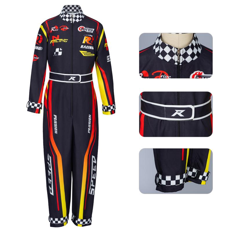 Car Driver Costume Boys' Racing Themed Jumpsuits Racer Jackets Red Child Cap Kids Dress Up for Halloween Carnival