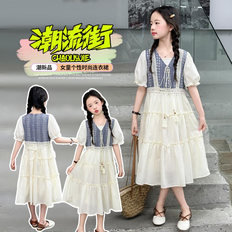 Girls' dress 2026 new summer children's dress, stylish girls' summer dress, big children's princess dress, forest series