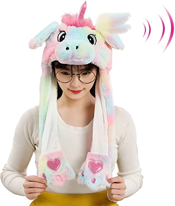 Милая шапка с заячьими ушками, подвижная подушка безопасности, мягкая шапка для прыжков, забавная игрушка для девочек, кавайная плюшевая шапка с героями мультфильмов, игрушки, подарок для взрослых и детей