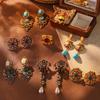 Серьги в court style, легкая роскошь, новые серьги с бирюзовой бахромой, средневековый брошь-кольцо, ретро, высококачественные серьги