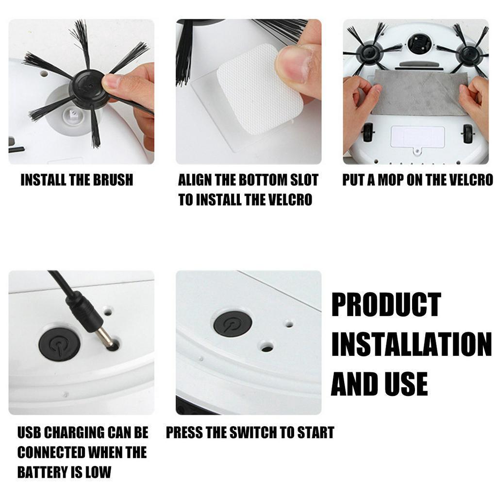 Умный напольный робот-пылесос 1800 Па Мощное всасывание Подметальная машина USB Перезаряжаемый Влажная сухая подметание Швабра Стерилизатор Домашний уборщик