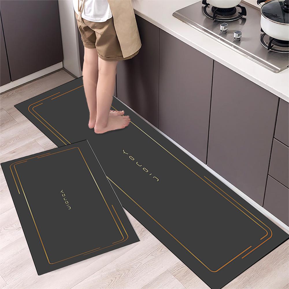 1/2PCS Modern Kitchen Floor Mat Crystal Velvet Non-Slip Kitchen Balcony Long Strip Carpet Home Decoration Door Mat