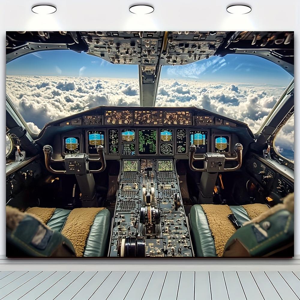1 piece aero-themed polyester background, 100% polyester multi-purpose studio background with airplane cockpit view