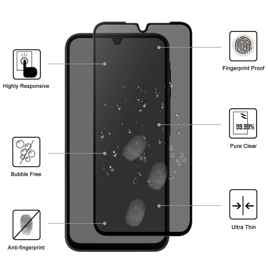 Для Samsung Galaxy A07 4G/A06 4G/A06 5G Защитное стекло 2.5D с дугообразным краем, пленка против шпионажа