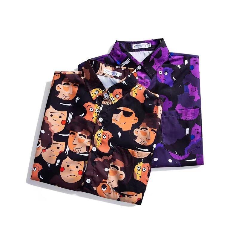 Мужская рубашка в стиле ретро, ​​мужской летний наряд, студенческий свободный крой, нишевый дизайн, повседневный мужской топ, верхняя одежда, пляжный топ