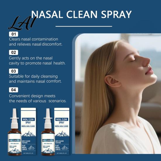 Daily Nasal Care for Adults Kids Natural Spray 60ML Cleanse And Mist Defense Passages Gentle Non-Medicated Spray Dry Air Travel Use Sinus