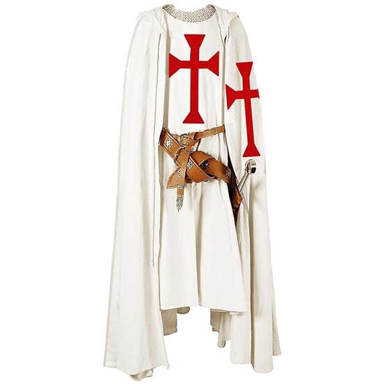 Мужской средневековый рыцарь крестоносец тамплиер табард Хэллоуин костюм с капюшоном плащ мантия косплей Ренессанс костюм платье