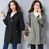 Hooded Zipper Windbreaker for Women Spring and Autumn Fat Mm Plus 200 Catties Slim Top for Women Mid-length Jacket