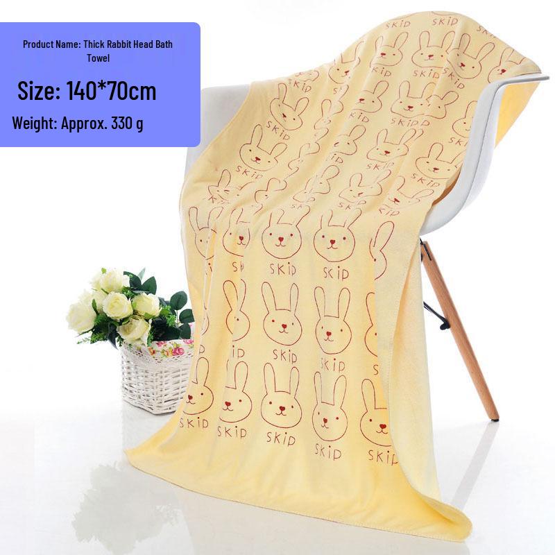Пляжное полотенце из микрофибры с мультяшным кроликом - Впитывающее, Мягкое, Без ворса для взрослых