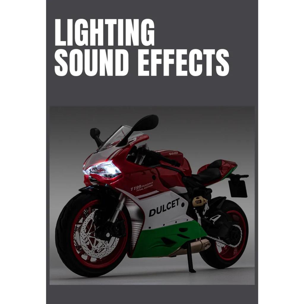 1/12 Ducati 1199 Panigale Сплав Модель Мотоцикла Литой Металл Гоночный Мотоцикл Модель Звук Свет Украшение Детская Игрушка Подарки
