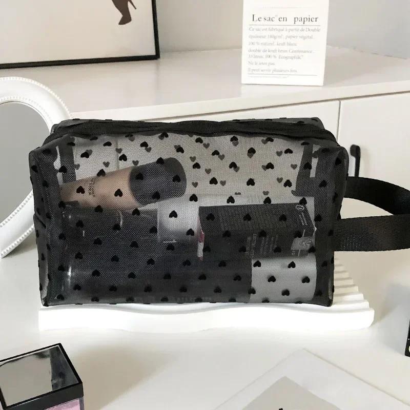 1PCS Transparent Toiletry Wash Bags Mesh Makeup Case Organizer Storage Pouch Casual Make Up Women Neceser Travel Cosmetic Bag